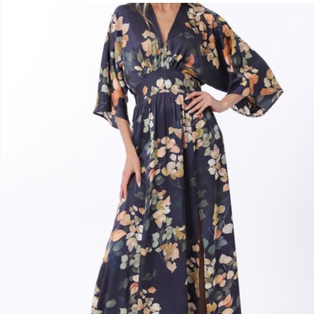 Floral Kimono Sleeve Maxi Dress - Picture 6 of 7